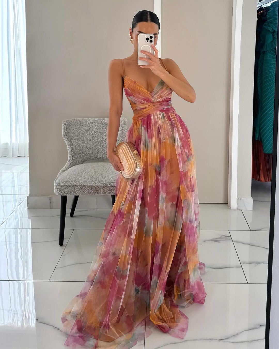 LB | Elegancka sukienka maxi w kwiaty