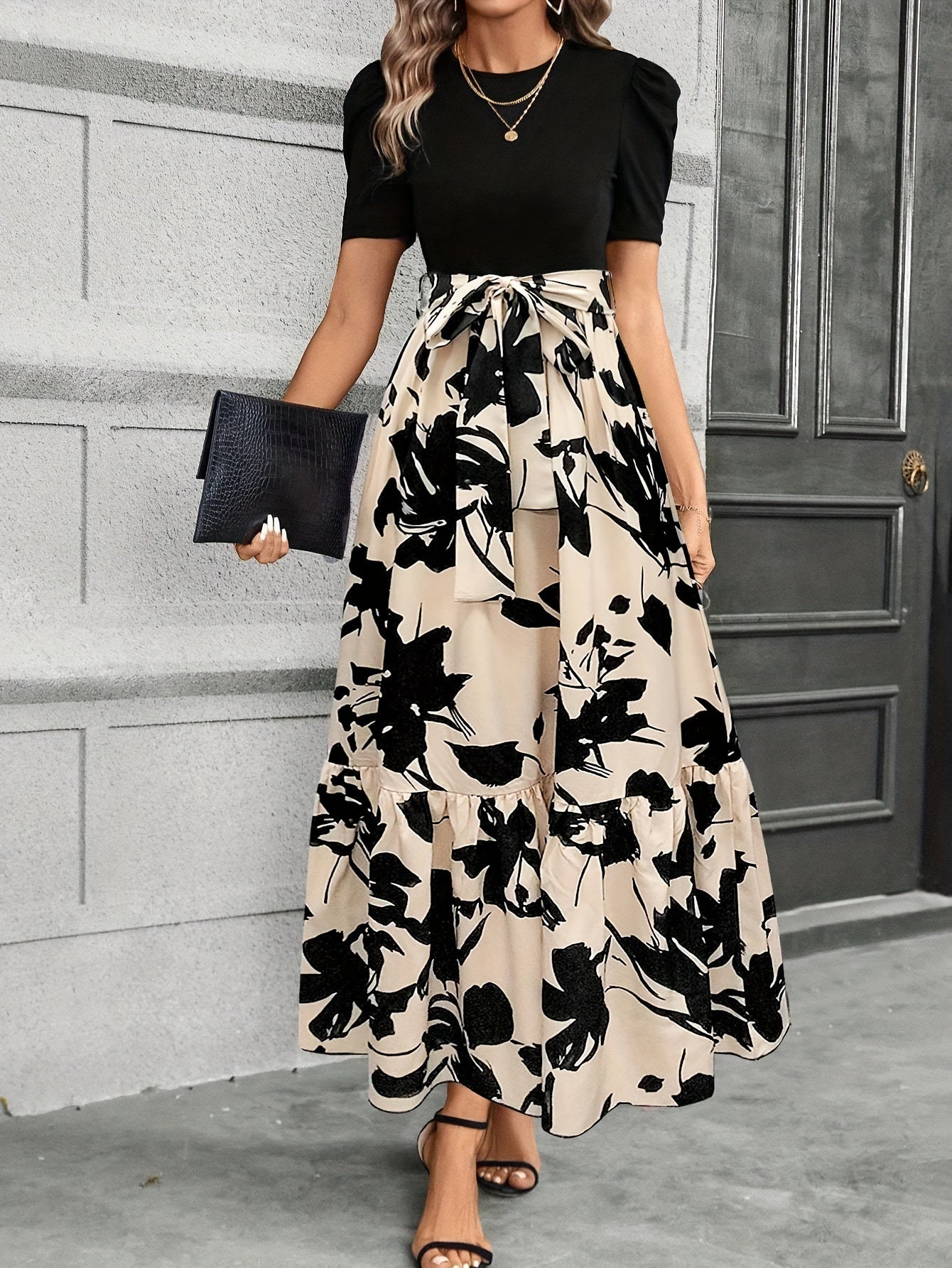 LB | Noir Bloom sukienka maxi z paskiem