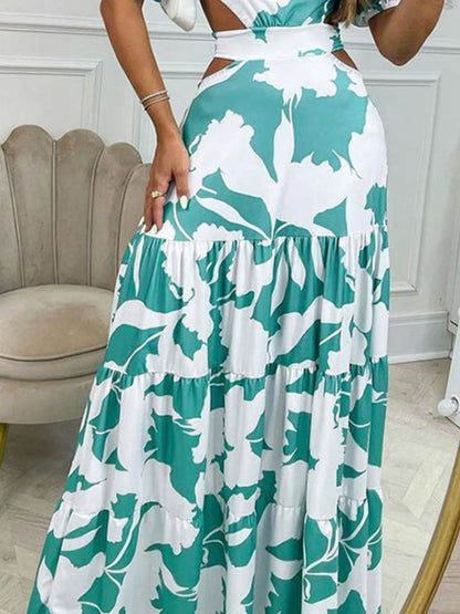 LB | Pełnowymiarowy dekolt z nadrukiem na ramiączkach Sukienka Maxi Plus Size