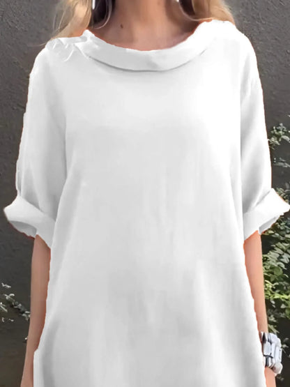 LB | Full Size Casual Loose Fit Round Neck Midi Dress Plus Size