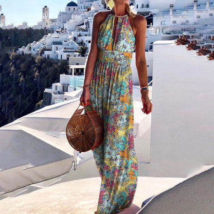 LB | Boho maxi sukienka z dekoltem halterneck