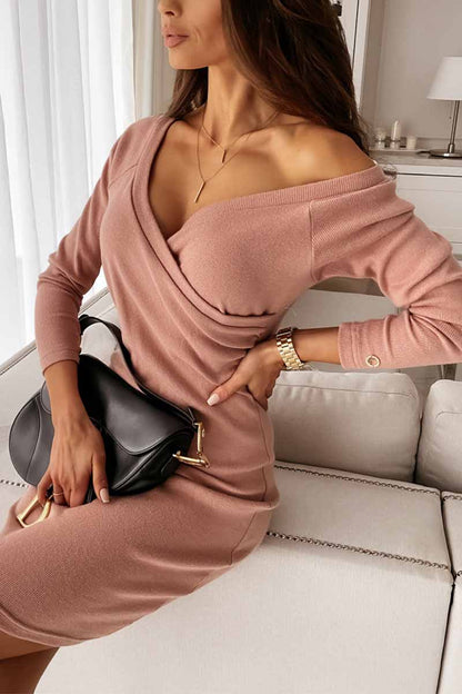 LB | Florcoo V-Neck Sexy Mocha Slim Fit Mini Sukienka (3 kolory)