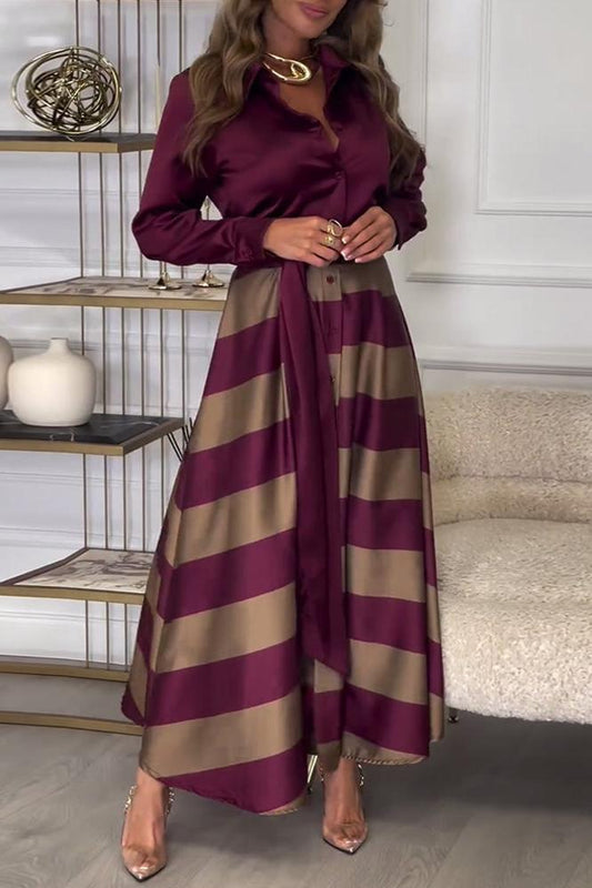 LB | Sukienka maxi w paski o eleganckim wyglądzie