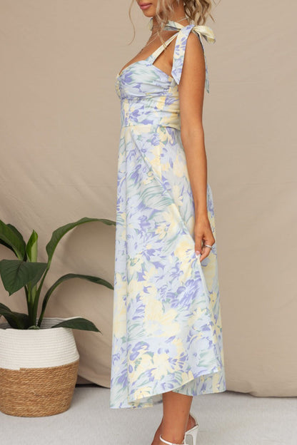 LB | Sukienka midi bandeau z nadrukiem w kwiaty