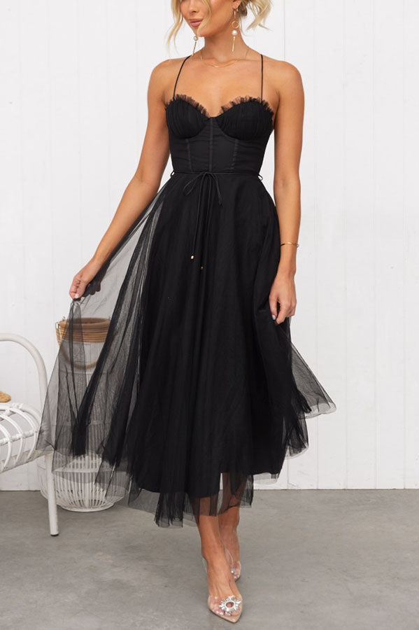 LB | Sukienka midi Bustier z tiulu