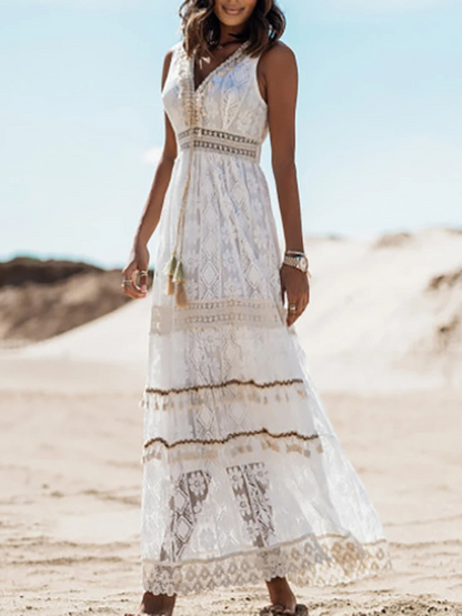 LB | Vintage boho maxi sukienka ze sznurkiem