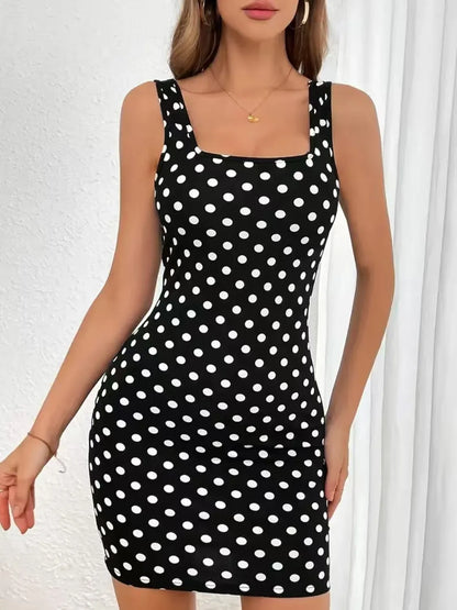 LB | Kontrastowa sukienka mini cami w kropki