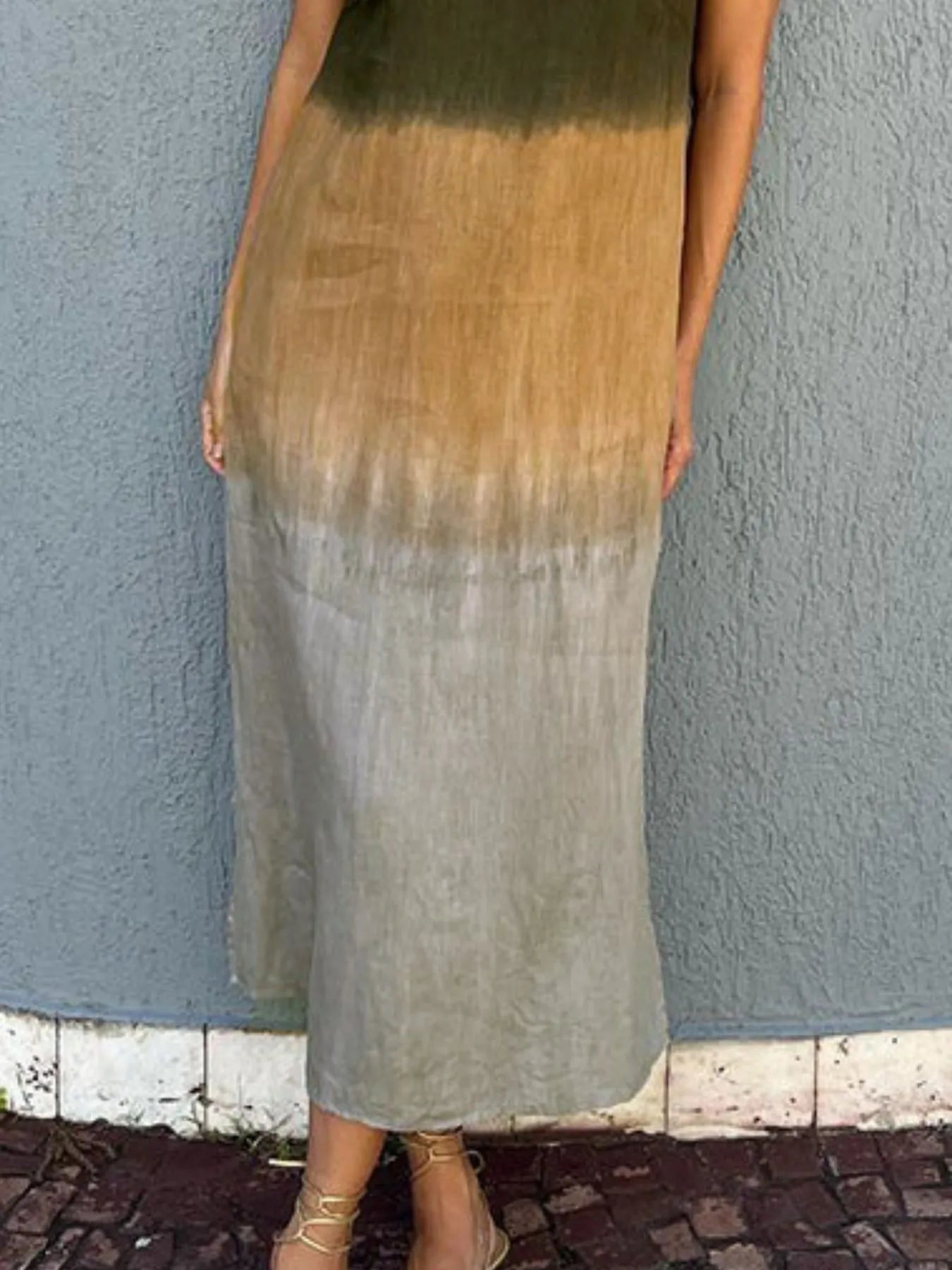 LB | Full Size Gradient Tank Midi Dress bez rękawów Plus Size