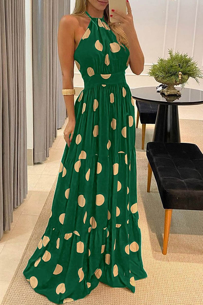 LB | Sexy Dot Print Halter Maxi Dress