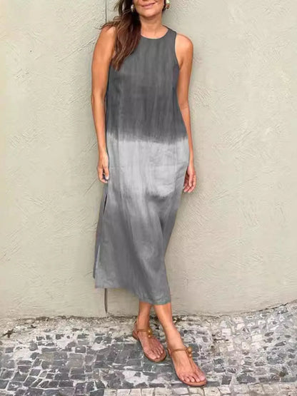 LB | Full Size Gradient Tank Midi Dress bez rękawów Plus Size