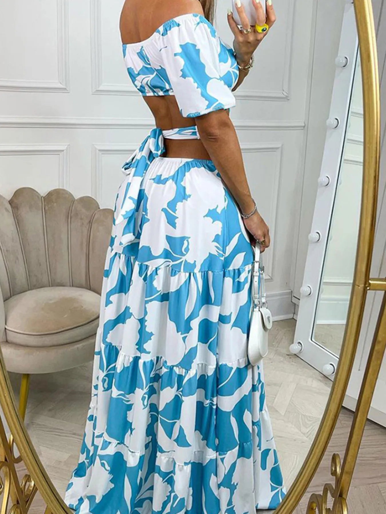 LB | Pełnowymiarowy dekolt z nadrukiem na ramiączkach Sukienka Maxi Plus Size