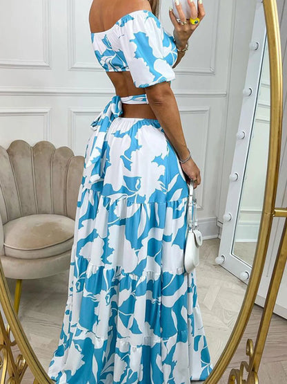 LB | Pełnowymiarowy dekolt z nadrukiem na ramiączkach Sukienka Maxi Plus Size