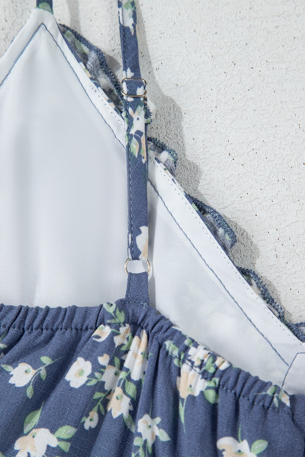 LB | Floral Spaghetti Strap Ruffle V Neck Tiered Midi Dress
