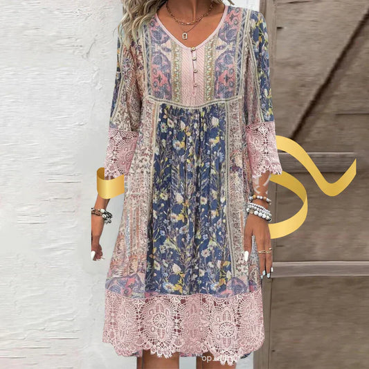 AS | Koronkowa sukienka z nadrukiem w stylu vintage