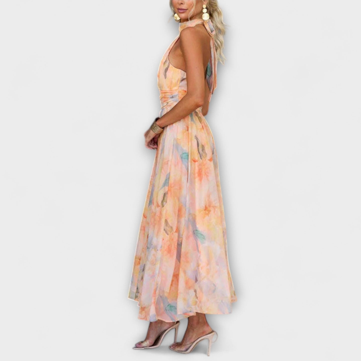 LB | Dana™ - Akwarelowa sukienka maxi z uchwytem