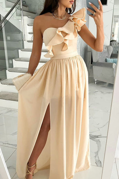 LB | Darling Muse Ruffle One Shoulder Party Maxi Dress