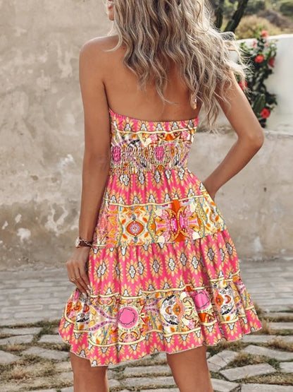 LB | Sukienka mini halterneck z nadrukiem paisley