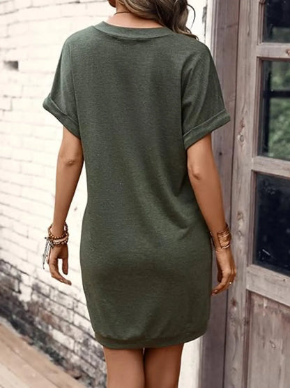 LB | Koszulka mini z krótkim rękawem V-neck