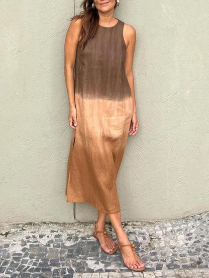 LB | Full Size Gradient Tank Midi Dress bez rękawów Plus Size