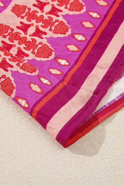 LB | Boho Floral Sukienka mini z krótkim rękawem i wiązaniem na szyi