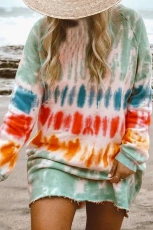 LB | Florcoo Tie-dye niebieska mini sukienka (4 kolory)