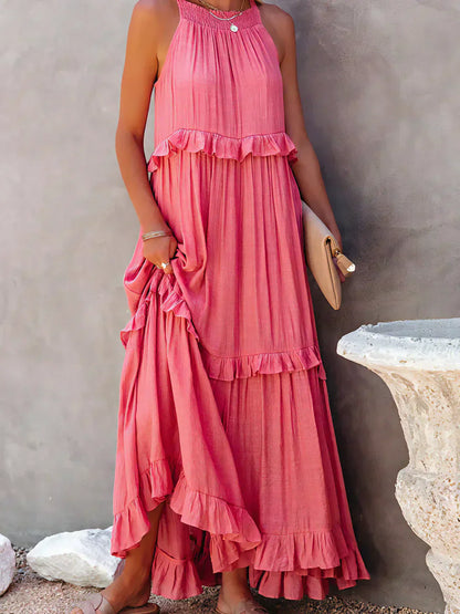 LB | Halter Ruffle Maxi Dress