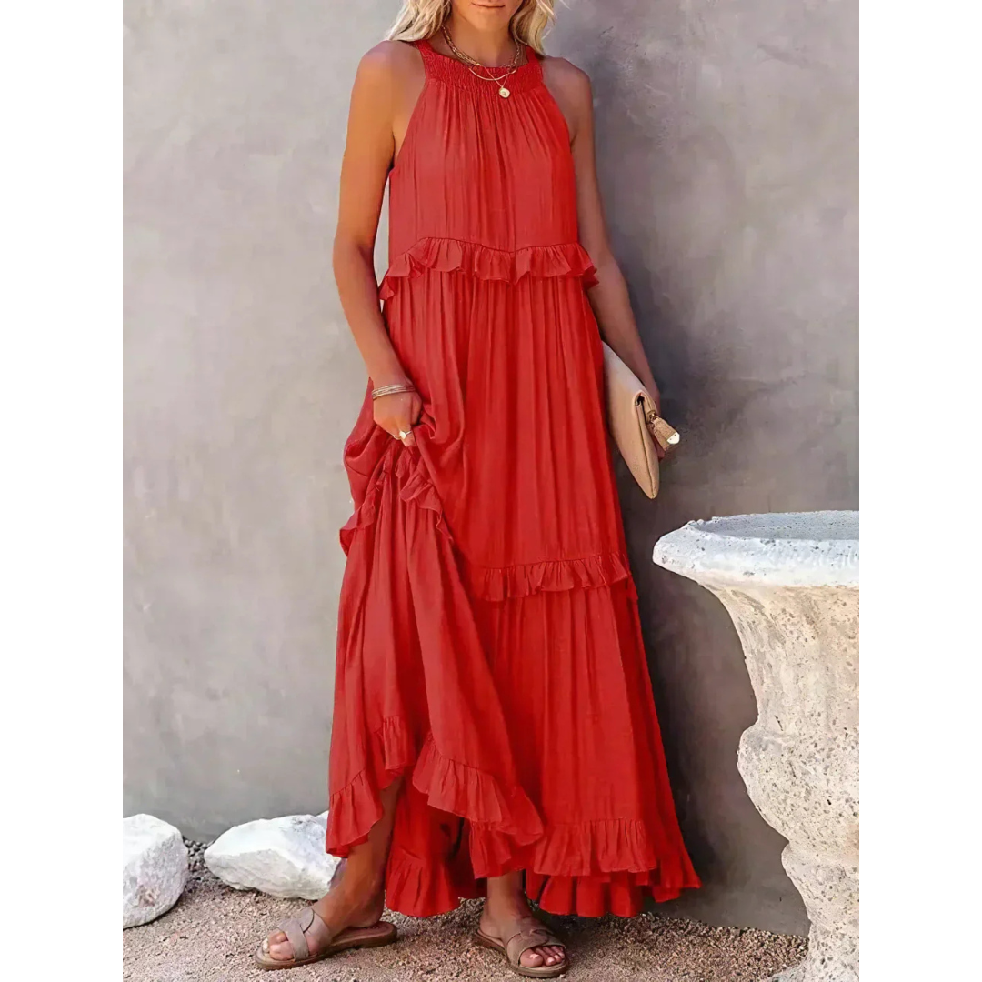 LB | Letnia sukienka maxi z odkrytymi ramionami | Maxi
