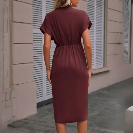 LB | Elegancka drapowana sukienka midi dla kobiet