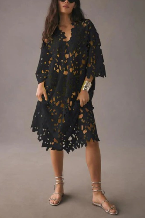 LB | I Belong Here Floral Eyelet Lace Cover Up Beach Midi Dress
