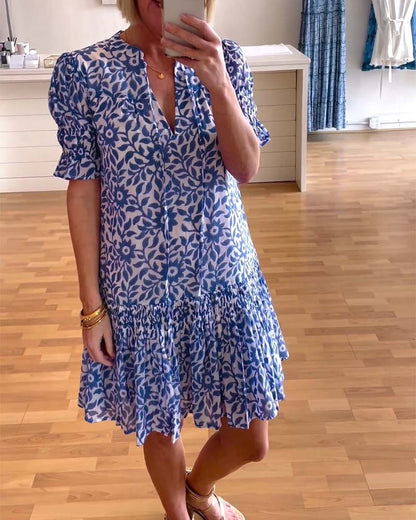 LB | Fresh Niebieska sukienka mini z krótkim rękawem