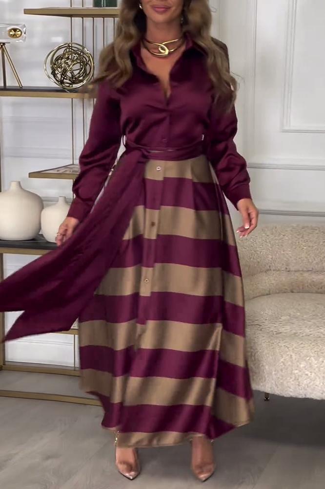 LB | Sukienka maxi w paski o eleganckim wyglądzie