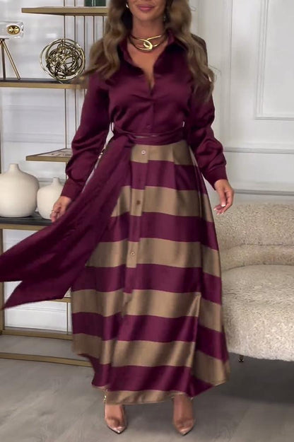 LB | Sukienka maxi w paski o eleganckim wyglądzie