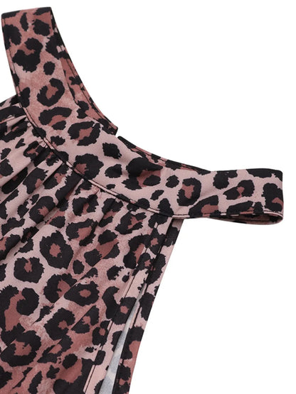 LB | Butterfly Leopard Grecian Neck Maxi Dress