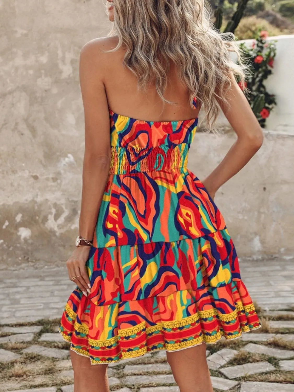 LB | Sukienka mini halterneck z nadrukiem paisley