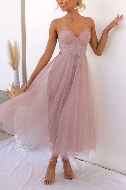 LB | Sukienka midi Bustier z tiulu