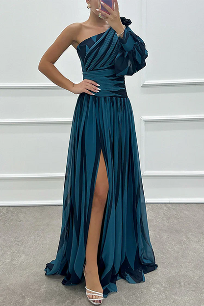LB | Chloe - Elegancka sukienka maxi w paski z jednym ramiączkiem