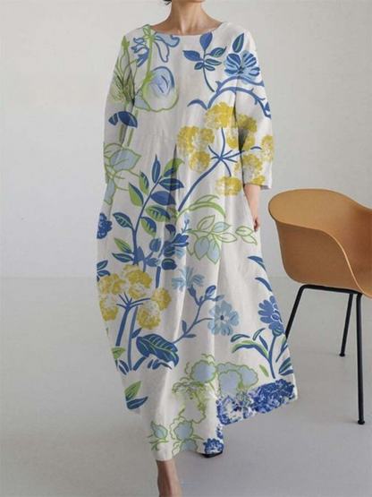 LB | Szykowna sukienka maxi ze stylowym nadrukiem w jasnych kolorach