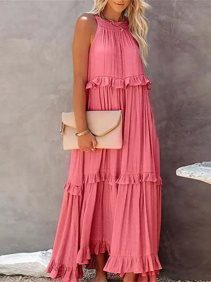 LB | Halter Ruffle Maxi Dress