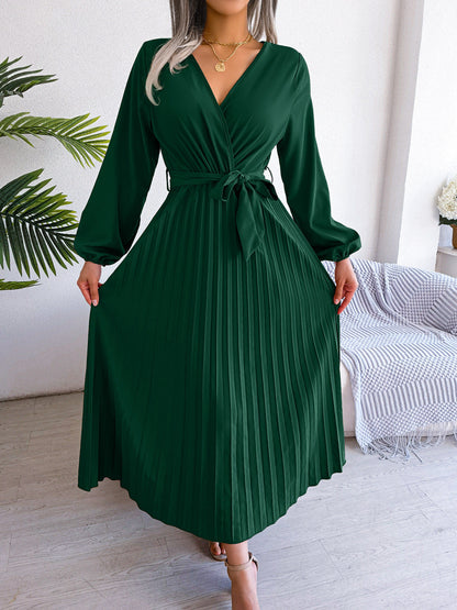 LB | Moda Elegancka plisowana sukienka maxi