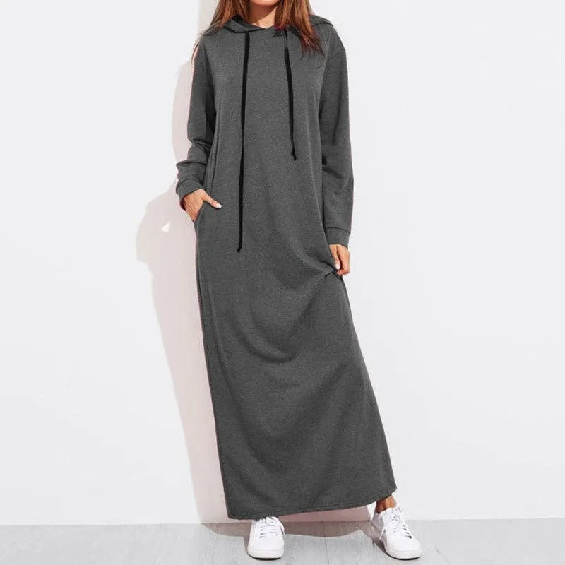 LB | Casualowa sukienka maxi z kapturem
