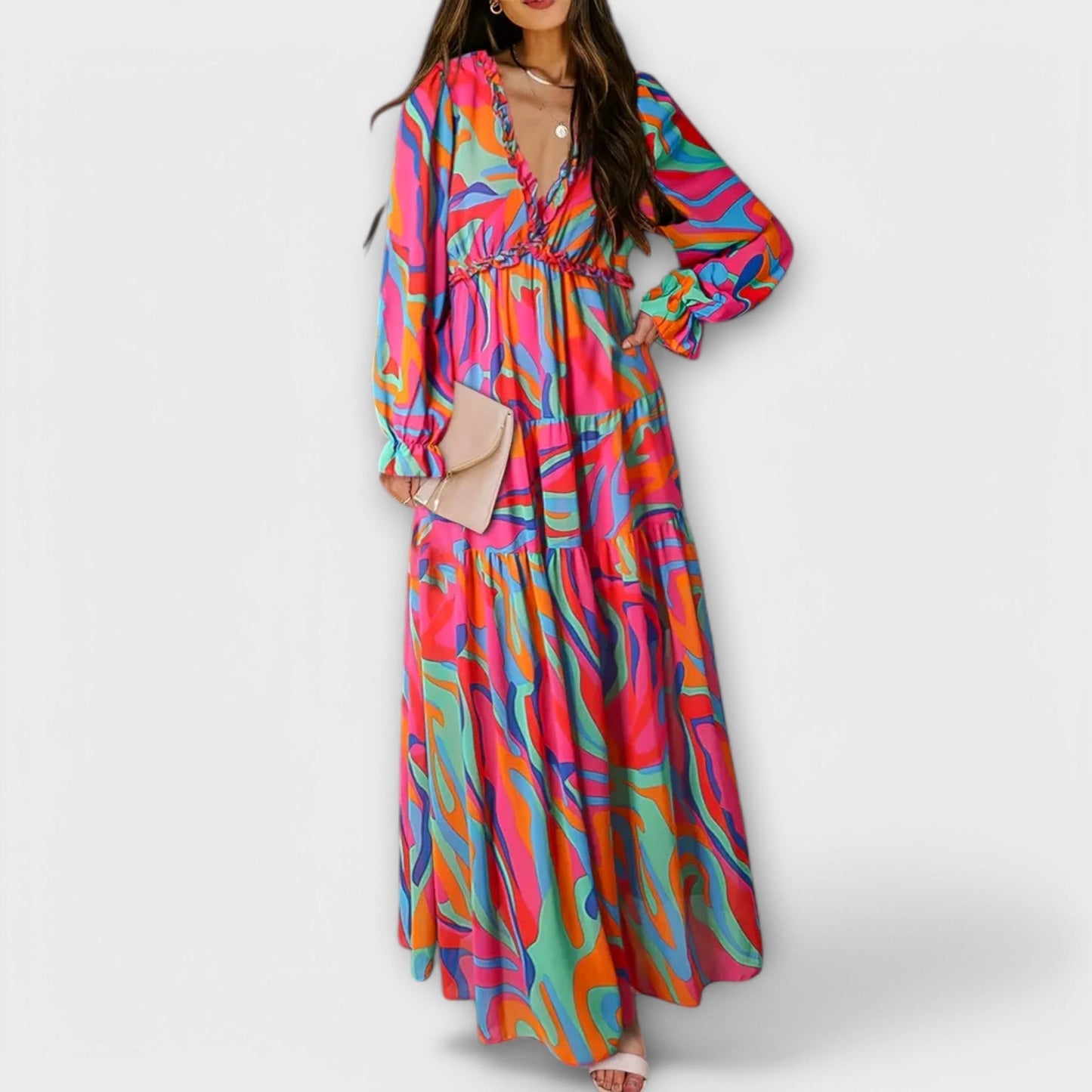 LB | ZWIEWNA SUKIENKA MAXI W KWIATY