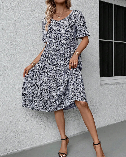 LB | Floral Flutter Midi Dress