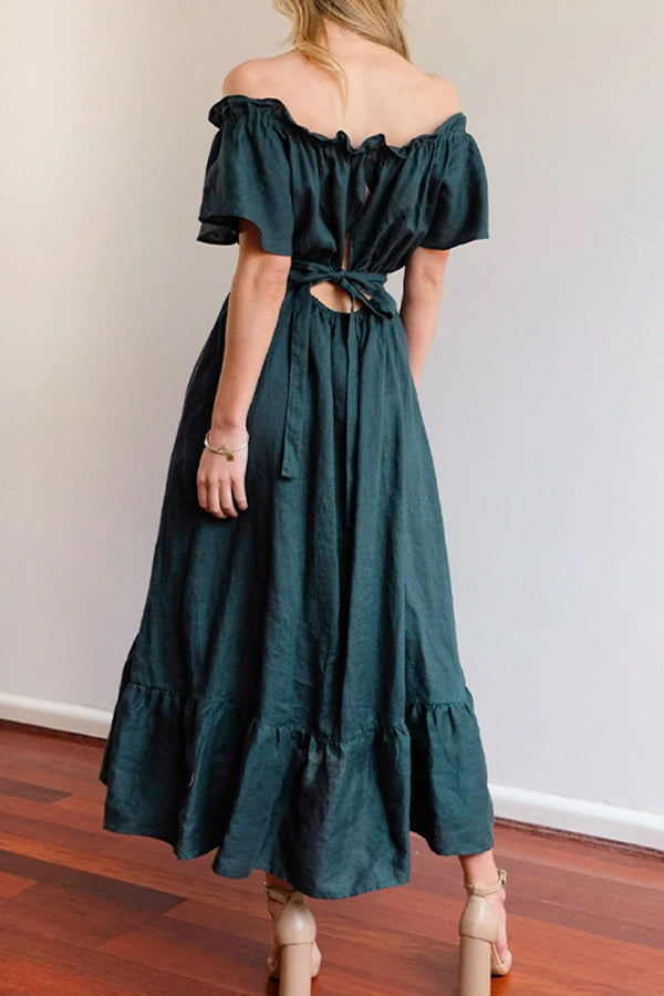 LB | SUKIENKA MIDI Z RUCHED HEM OFF-THE-SHOULDER