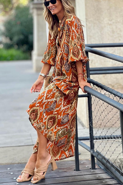 LB | So 70's Multi Print Draping Maxi Dress