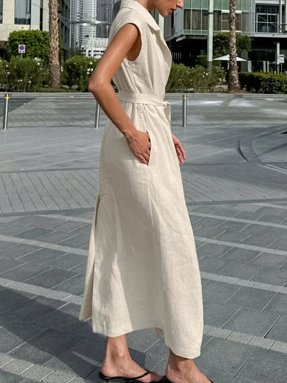LB | Tie Waist Cap Sleeve Maxi Dress