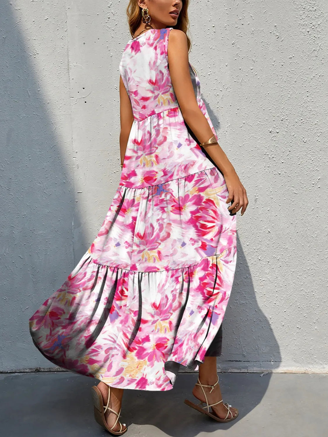 LB | Sukienka maxi tank w kwiatowe paski