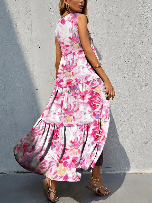 LB | Sukienka maxi tank w kwiatowe paski