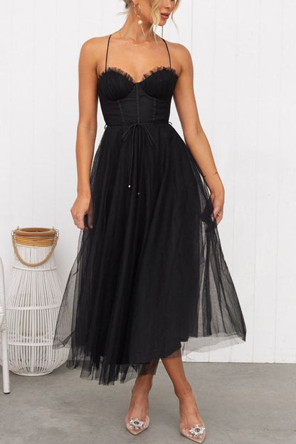 LB | Sukienka midi Bustier z tiulu