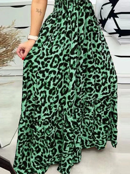 LB | Full Size Leopard Print Spaghetti Strap Maxi Dress Plus Size