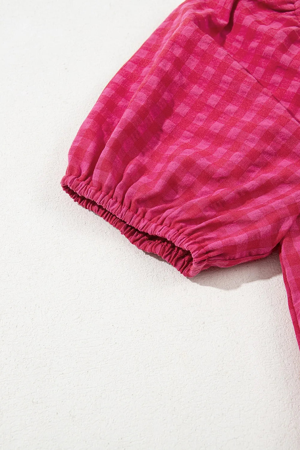 LB | SYNZ Gingham Check Bubble Sleeve Ruffled Maxi Dress